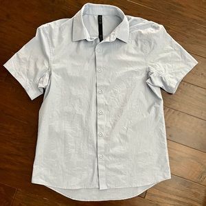 Lululemon Men's Button Shirt Size M Commission Blue Short Sleeve